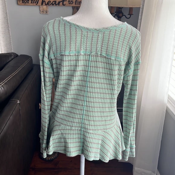 Free People long sleeved peplum style striped top - Picture 5 of 7